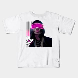 Neon Vaporwave Cyberpunk Girl Kids T-Shirt